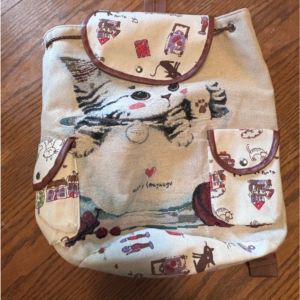 Ella & Elly Embroidered Cat Backpack